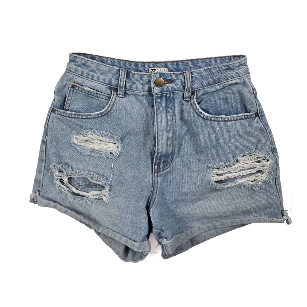 Billabong Mom Distressed Denim Jean Shorts High Rise Women's Size 25